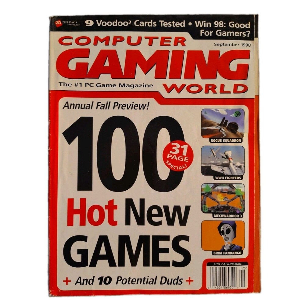 Computer Gaming World Sept 1998 Issue 170 NO LABEL 100 Hot Games Win 98 Voodoo 2